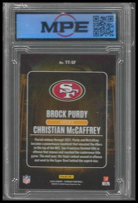 2024 Phoenix Treasured Tandems #TT Brock Purdy Christian McCaffreyMPE 9.5