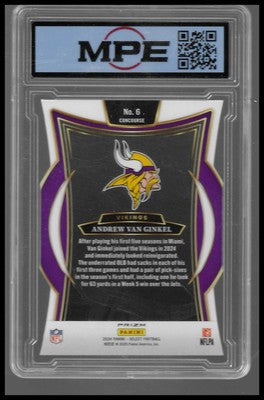 2024 Panini Select #6 Andrew Van Ginkel Silver Prizm Die Cut MPE 10 Gem Mint