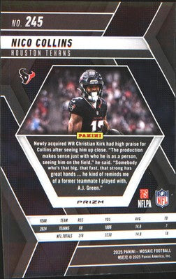 2025 Panini Mosaic Mosaic Reactive Yellow #245 Nico Collins