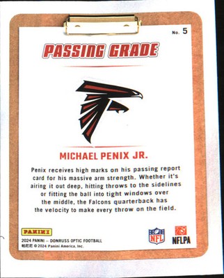 2024 Donruss Optic Passing Grade #5 Michael Penix Jr.