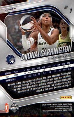 2025 Panini Prizm WNBA White Seismic Prizms #9 DiJonai Carrington