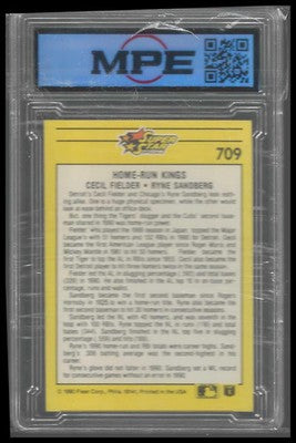 1991 Fleer #709 Home Run Kings (Ryne Sandberg / Cecil Fielder) MPE 8.5
