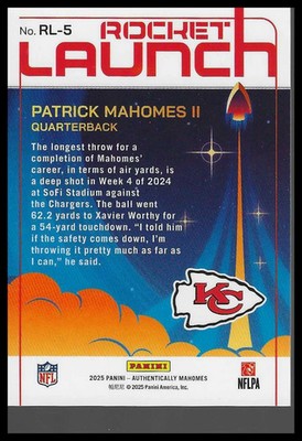 2025 Panini Icon Collection Authentically PATRICK MAHOMES II Rocket Launch #RL-5