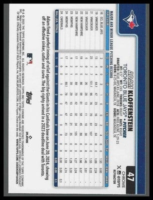 2025 Topps Chrome Refractors #47 Adam Kloffenstein Rookie