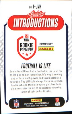 2024 Panini Absolute Introductions #I-JMN Joe Milton III