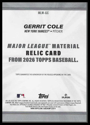 2026 Topps Major League Materials Relics #MLM-GC Gerrit Cole