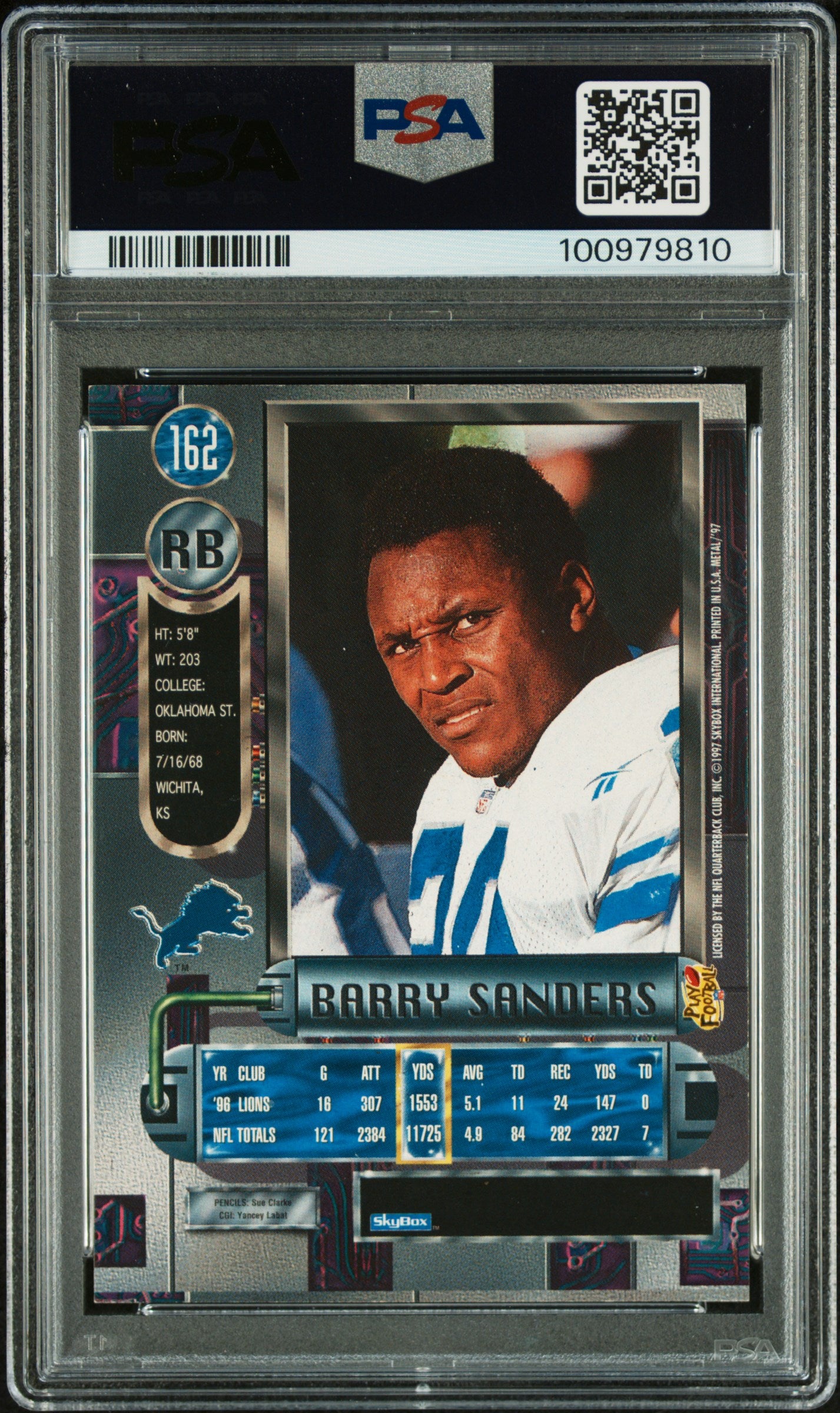 1997 Metal Universe #162 Barry Sanders PSA 6