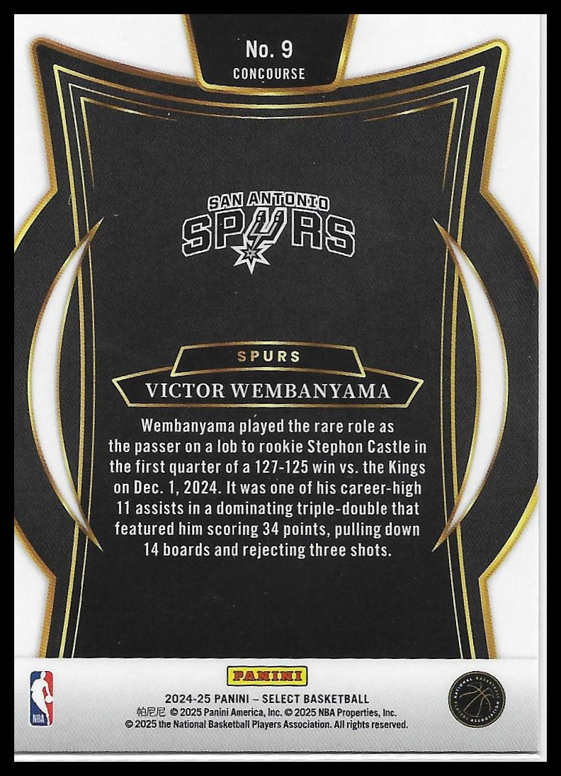 2024-25 Panini Select #9 Victor Wembanyama Blue (Retail) ConcourseLevel Spurs