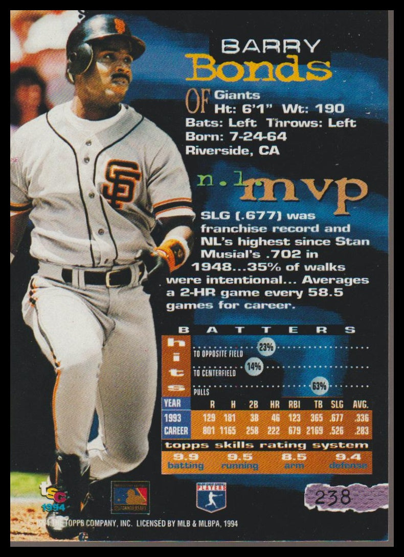 1994 Stadium Club #238 Barry Bonds