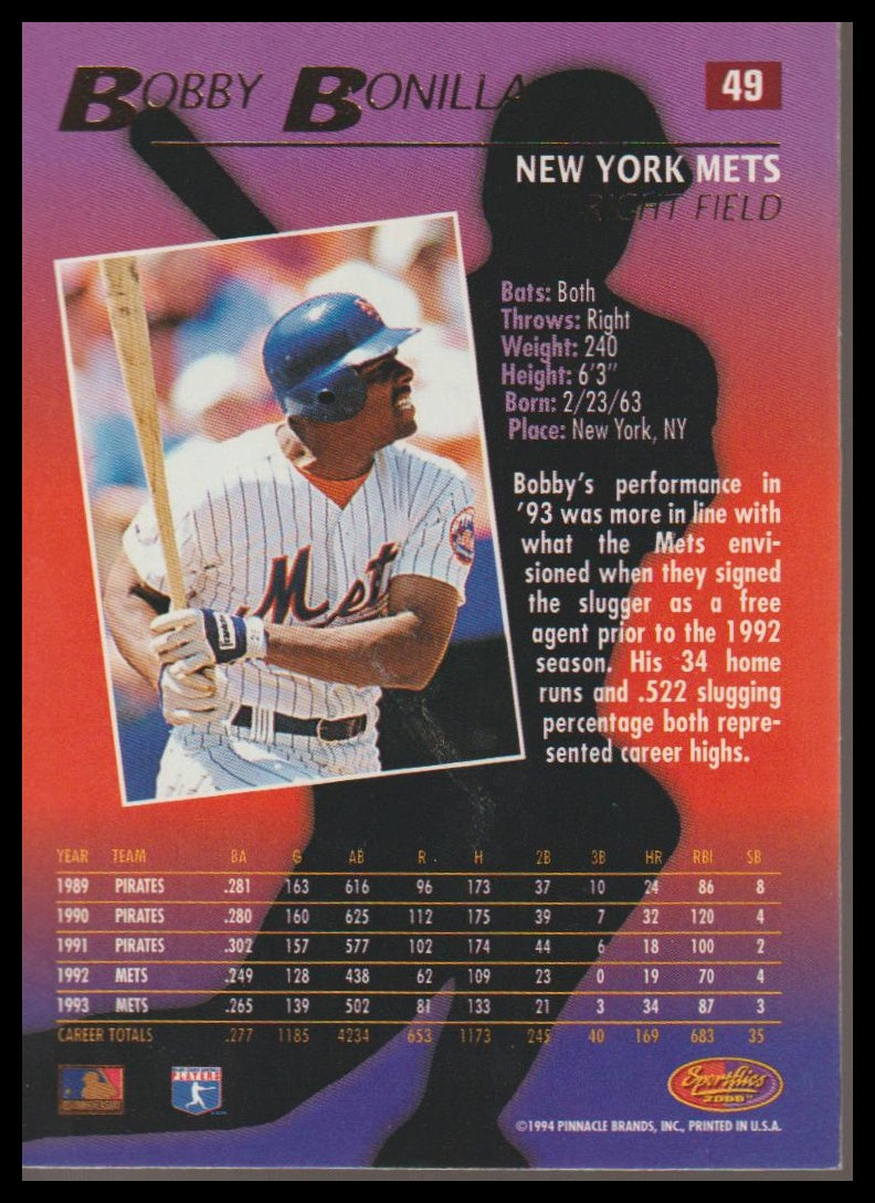 1994 Sportflics 2000 #49 Bobby Bonilla
