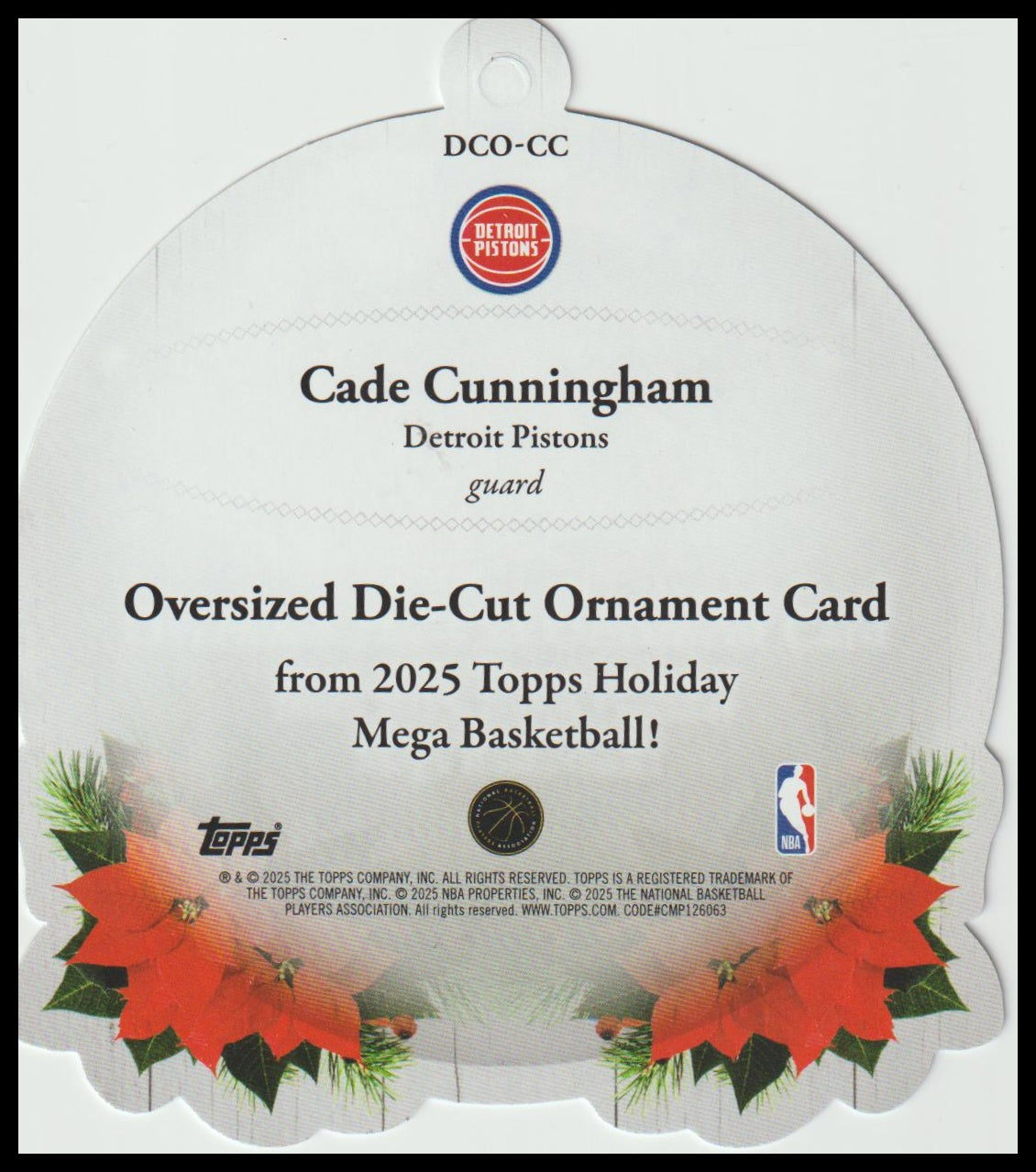2025-26 Topps Holiday #DCO-CC Cade Cunningham Oversized Die Cut Ornaments