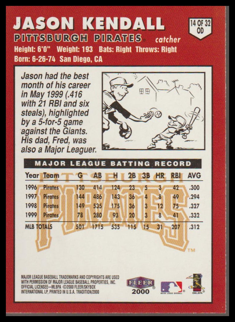 2000 Topps / Fleer / Upper Deck / Pacific Opening Day 2K #14 OD Jason Kendall