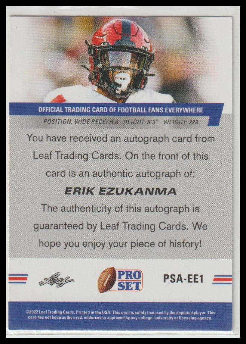 2022 Pro Set Draft #PSA-EE1 Erik Ezukanma Autographs