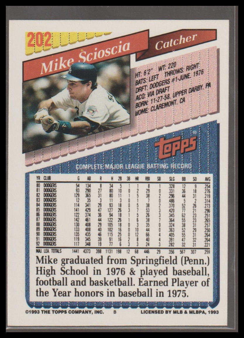 1993 Topps #202 Mike Scioscia Gold