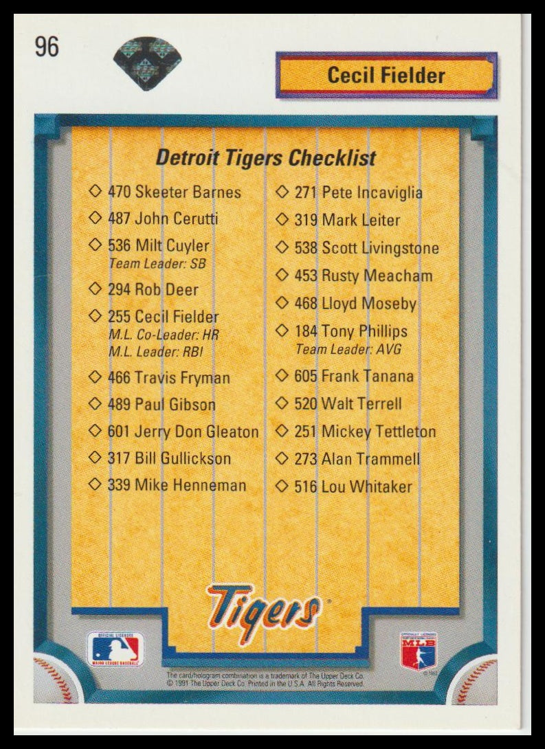 1992 Upper Deck #96 Cecil Fielder
