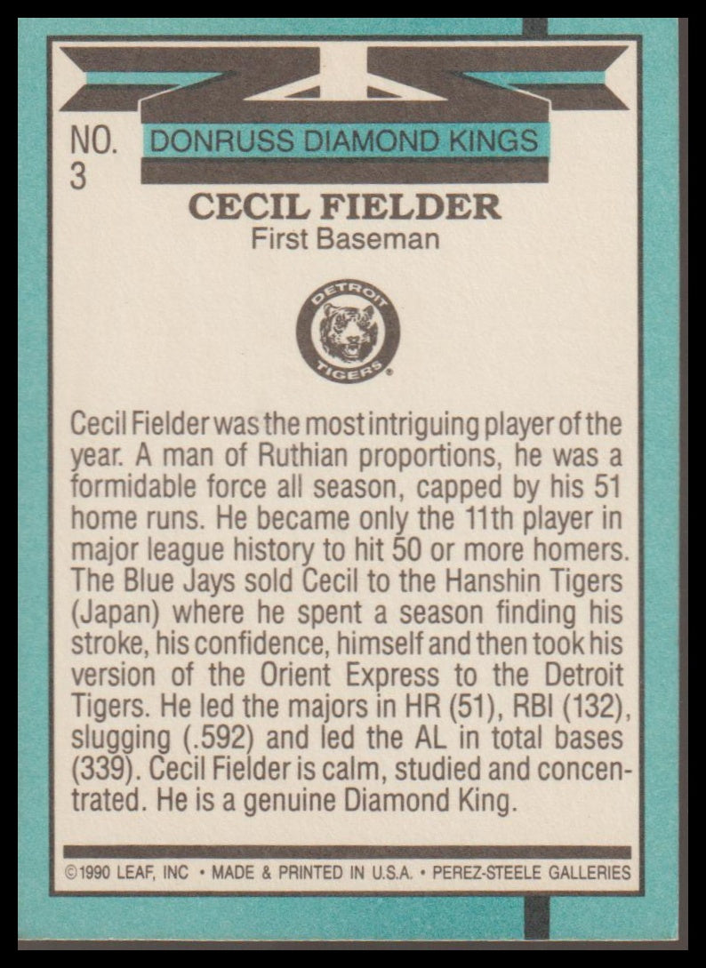 1991 Donruss #3 Cecil Fielder