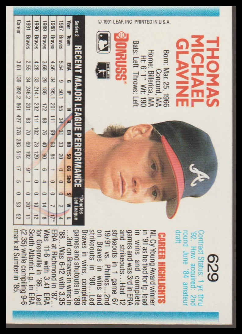1992 Donruss #629b Tom Glavine