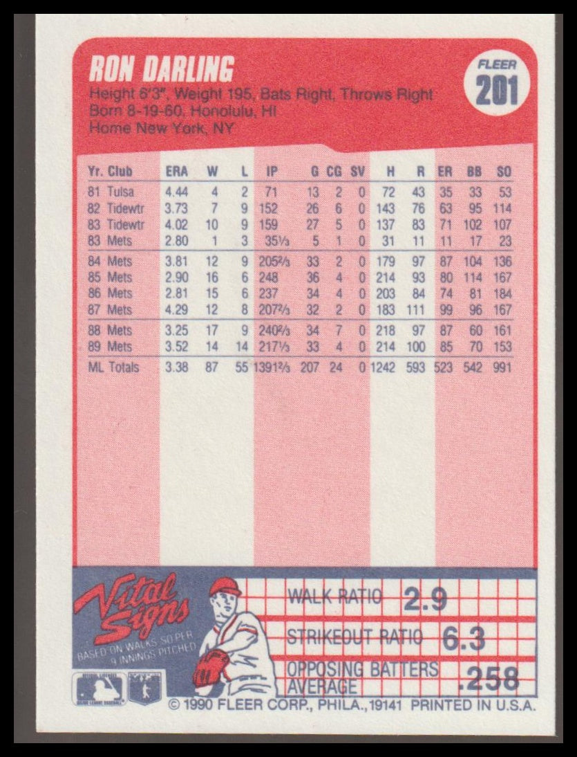 1990 Fleer #201 Ron Darling