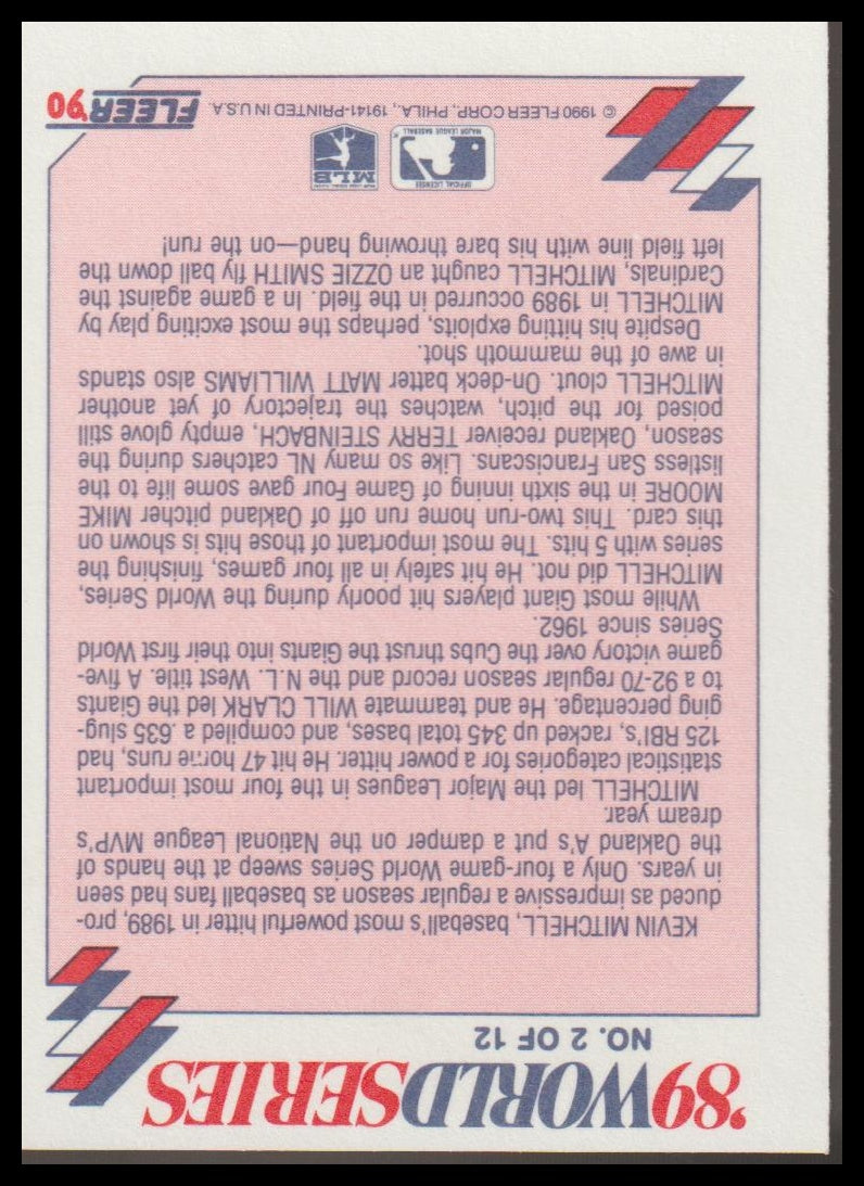 1990 Fleer #2 Kevin Mitchell - The National League World Series
