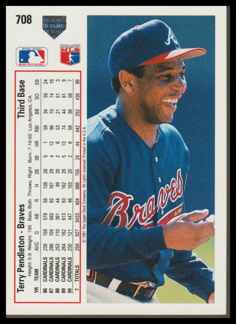 1991 Upper Deck #708b Terry Pendleton