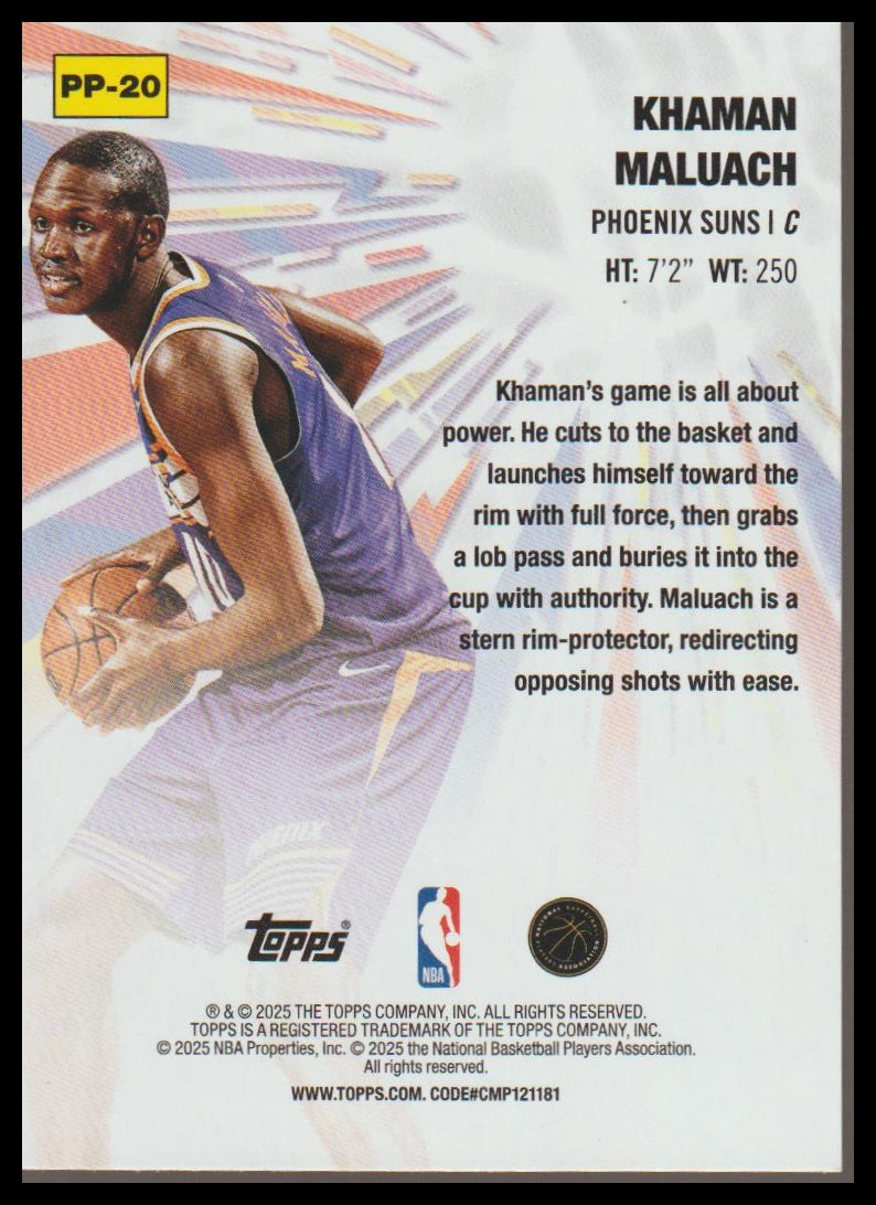 2025-26 Topps #PP-20 Khaman Maluach Power Players Holo Foil