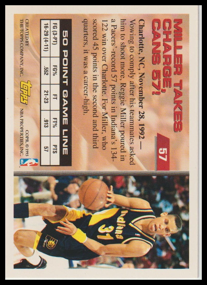 1993-94 Topps #57 Reggie Miller 50 Point Club