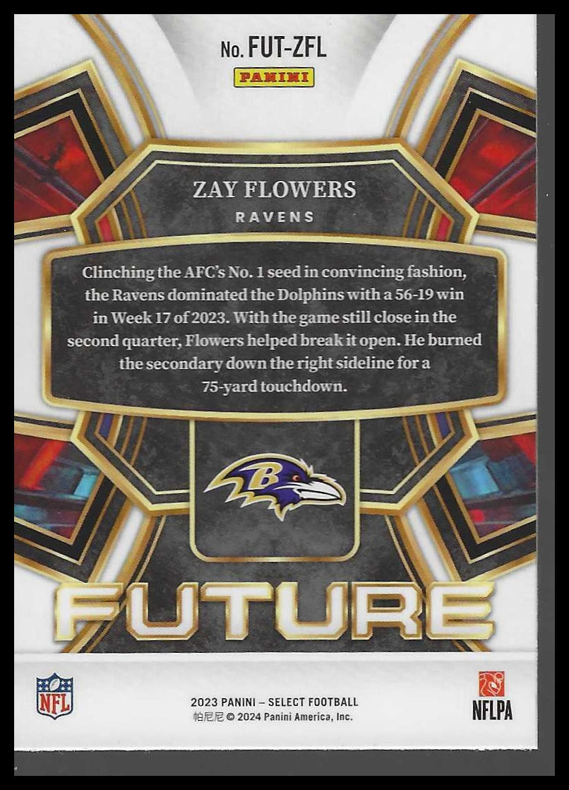 2023 Panini Select #FUT-ZFL Zay Flowers Future