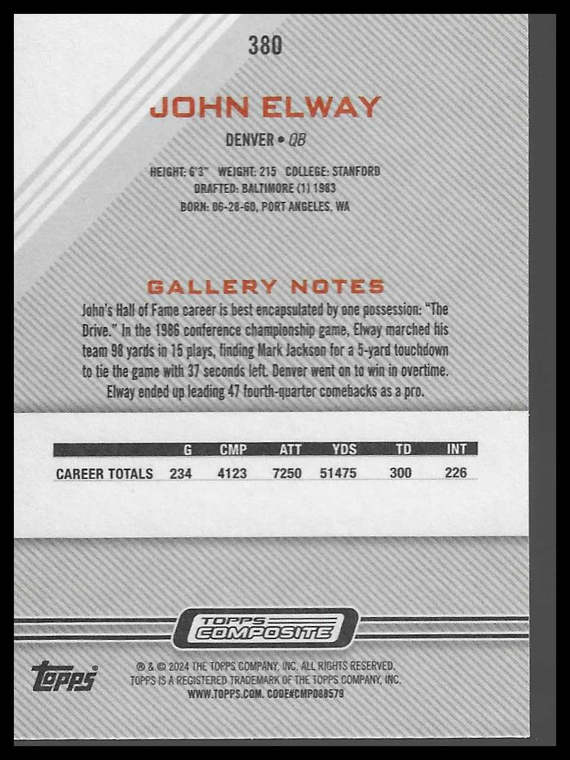 2023 Topps Composite #380 John Elway Heritage/Gallery Rainbow Foilboard