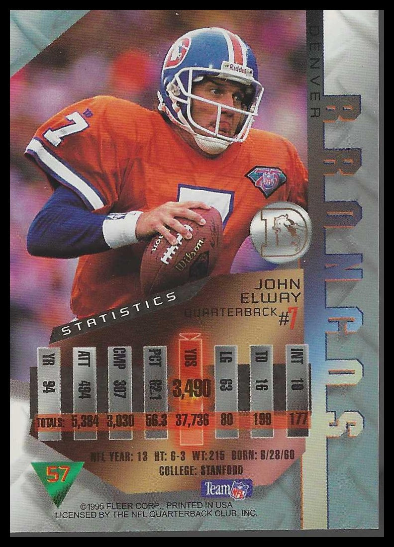 1995 Fleer Metal #13 John Elway Silver Flashers