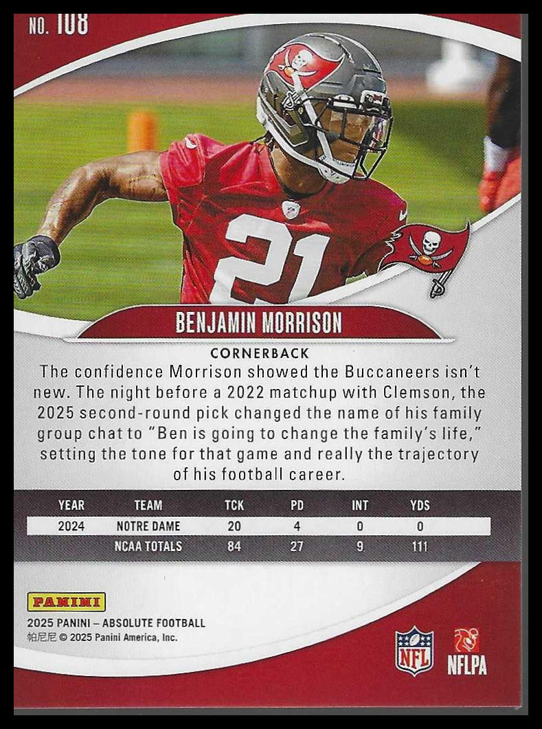 2025 Panini Absolute #108 Benjamin Morrison Blue
