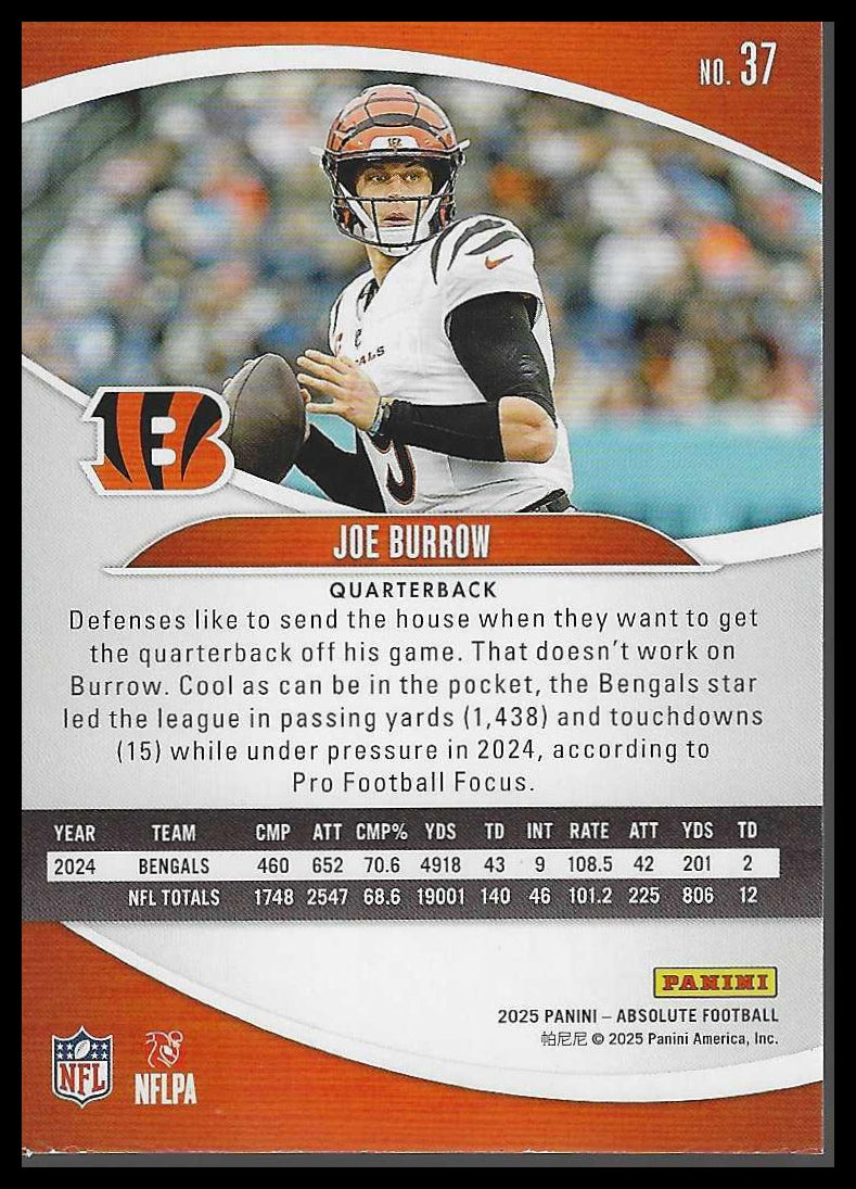 2025 Panini Absolute #37 Joe Burrow Blue