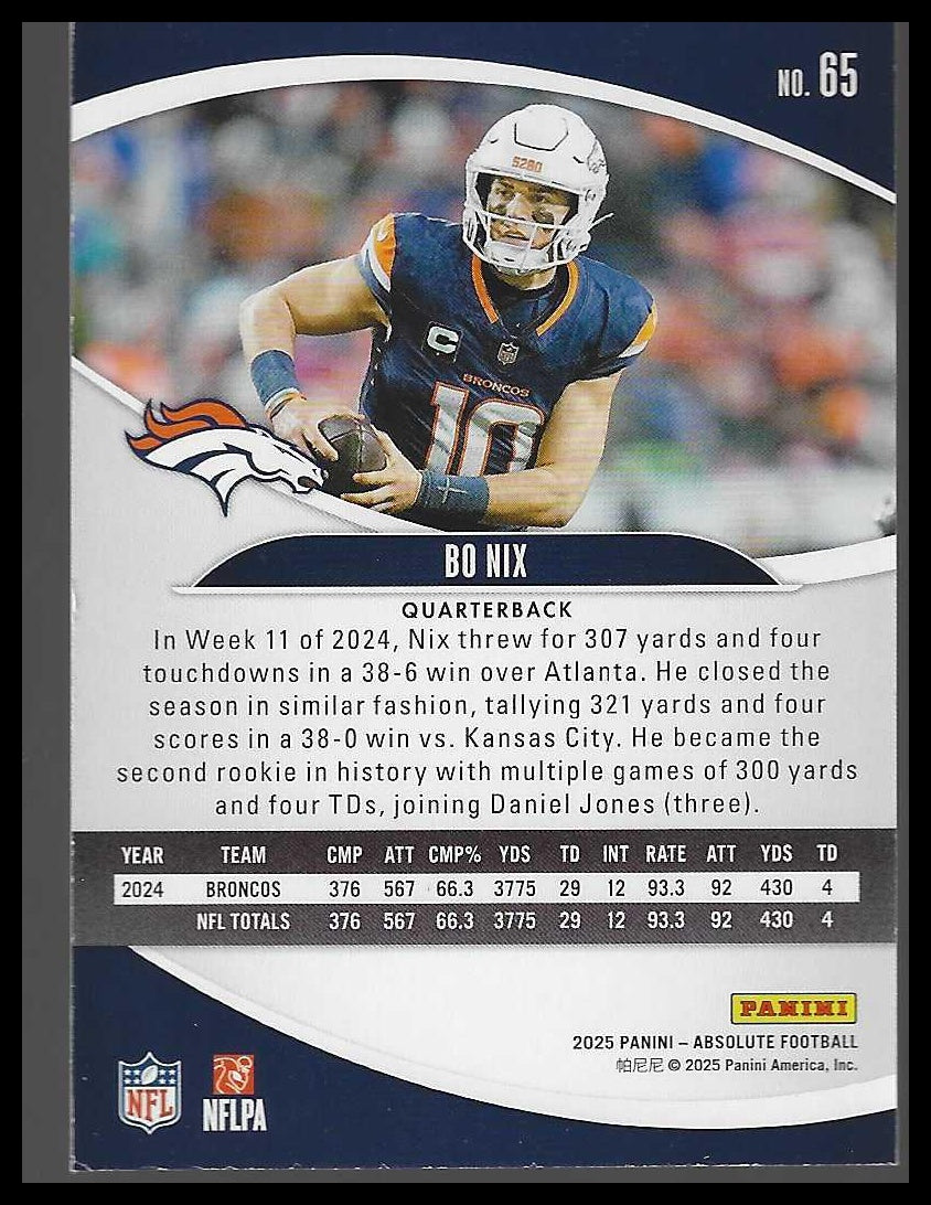2025 Panini Absolute #65 Bo Nix Retail