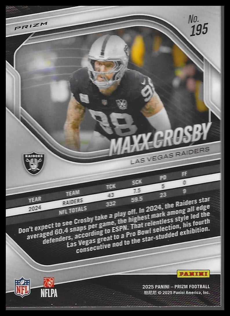 2025 Panini Prizm #195 Maxx Crosby Lazer
