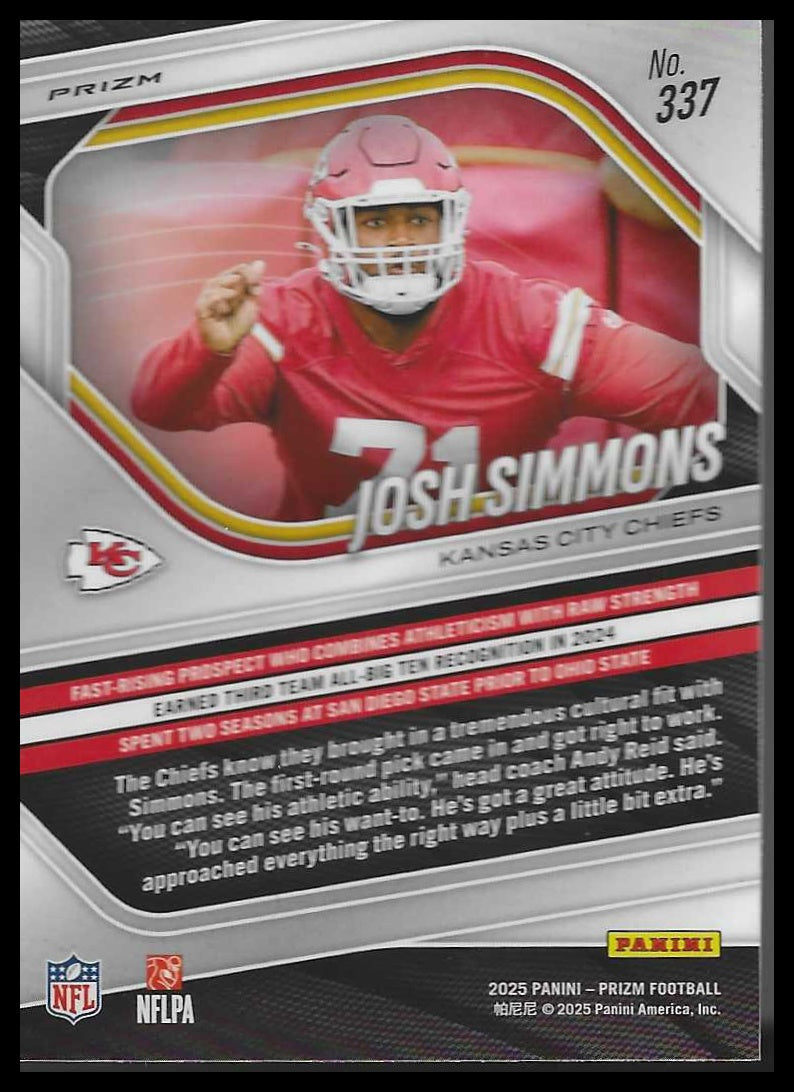 2025 Panini Prizm #337 Josh Simmons Silver