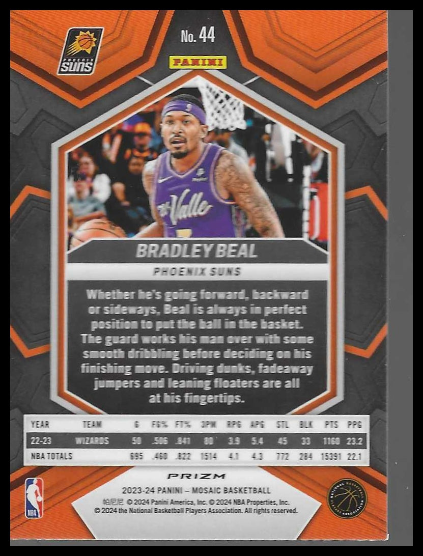 2023-24 Panini Mosaic #44 Bradley Beal Reactive Blue