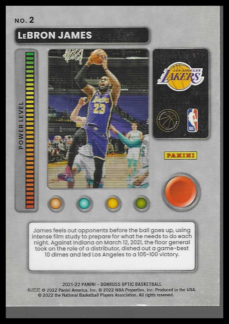 2021-22 Donruss Optic #2 LeBron James T-Minus 3...2...1