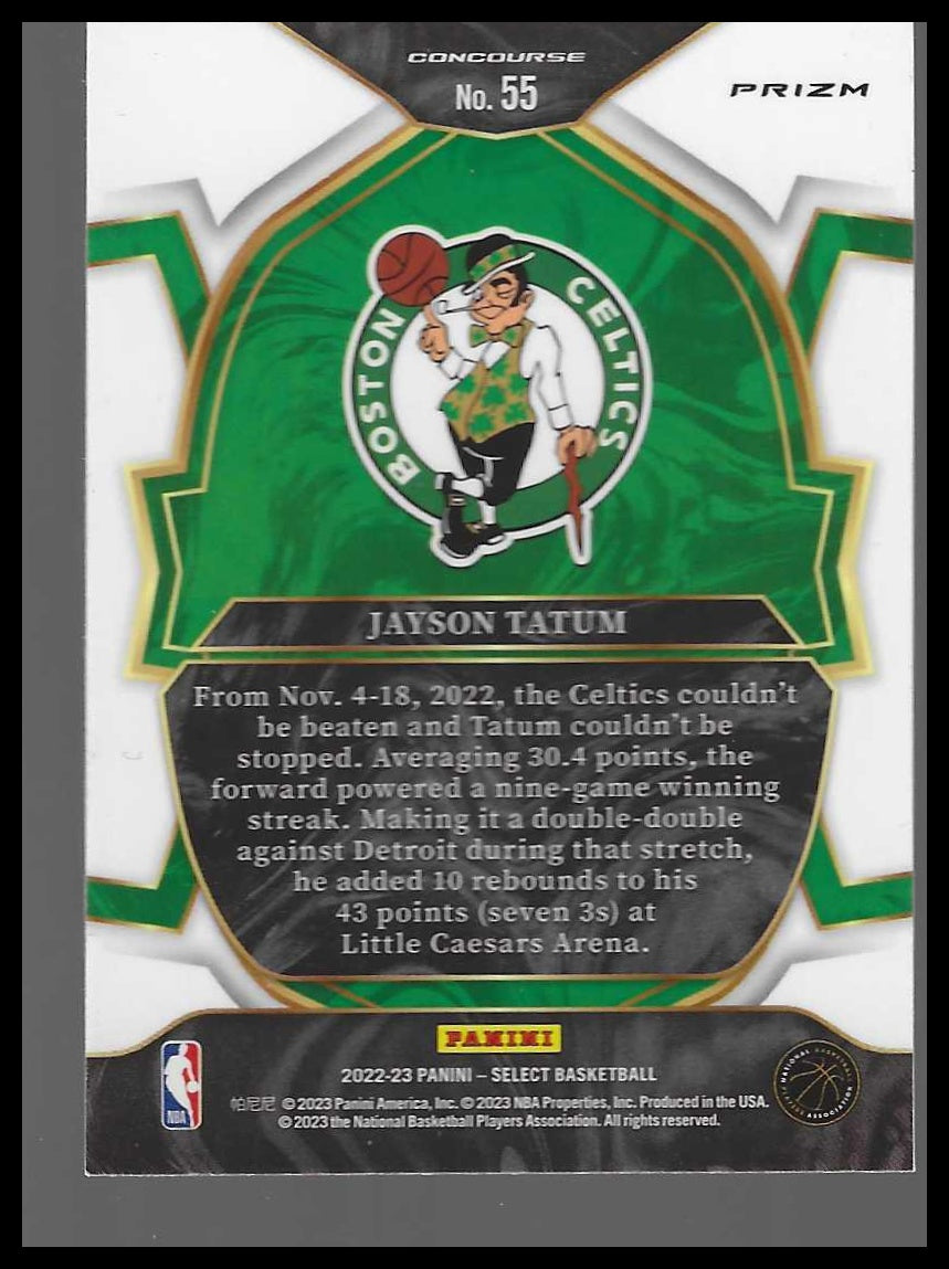 2022-23 Panini Select #55 Jayson Tatum Blue Prizms
