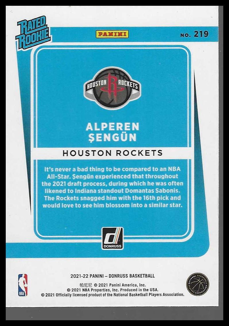 2021-22 Donruss #219 Alperen Sengun Holo Green and Yellow Laser