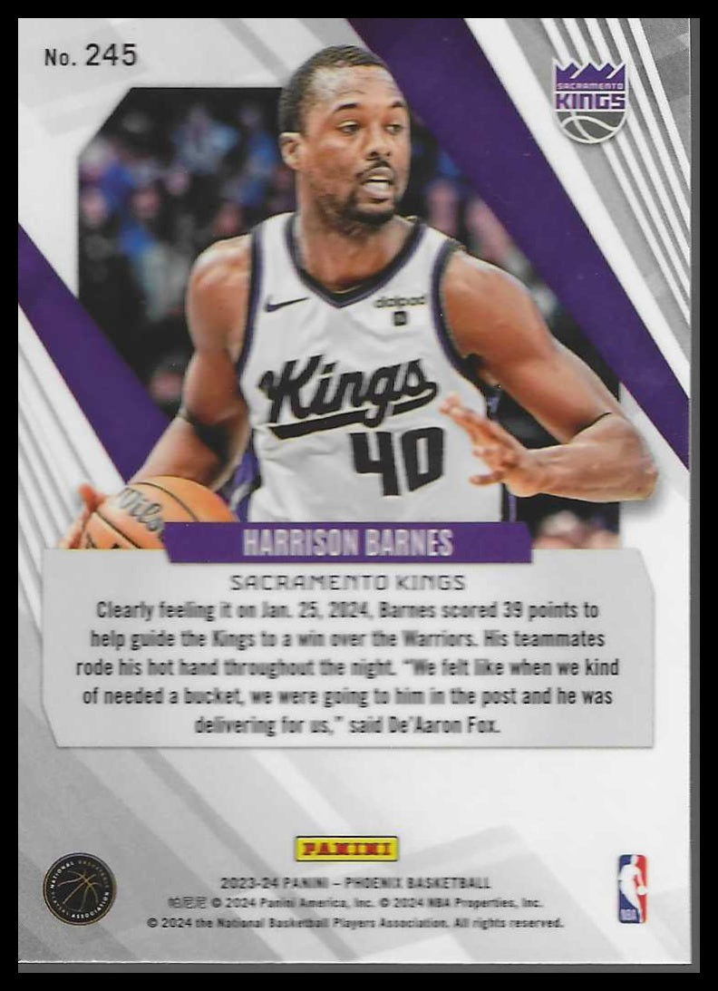 2023-24 Panini Phoenix #245 Harrison Barnes Phoenix Red Ice