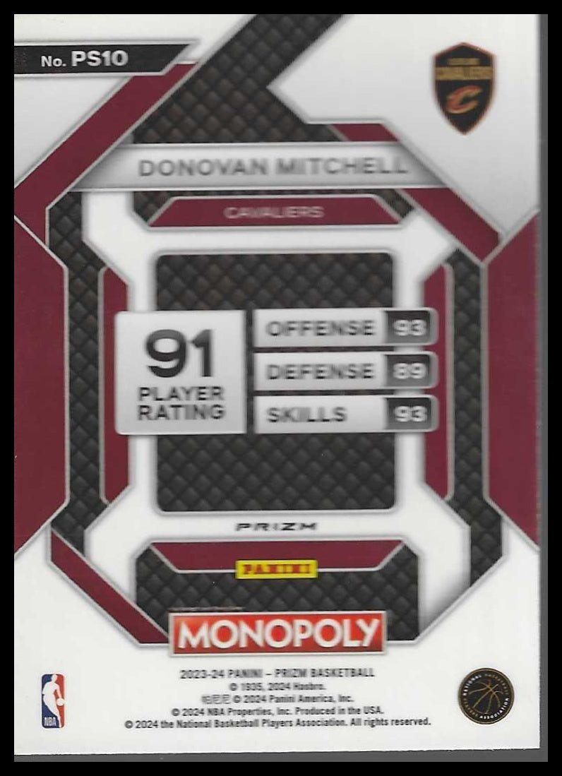 2023-24 Panini Prizm Monopoly #PS10 Donovan Mitchell All-Star Silver