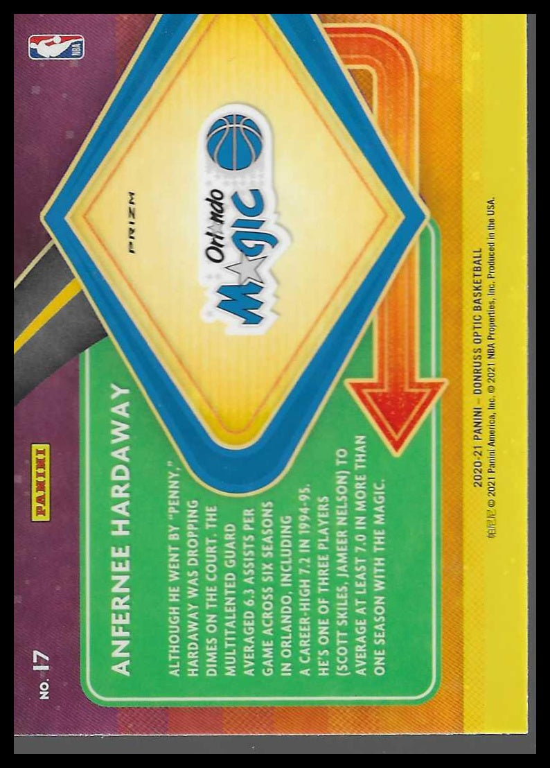 2020-21 Donruss Optic #17 Anfernee Hardaway Express Lane Holo