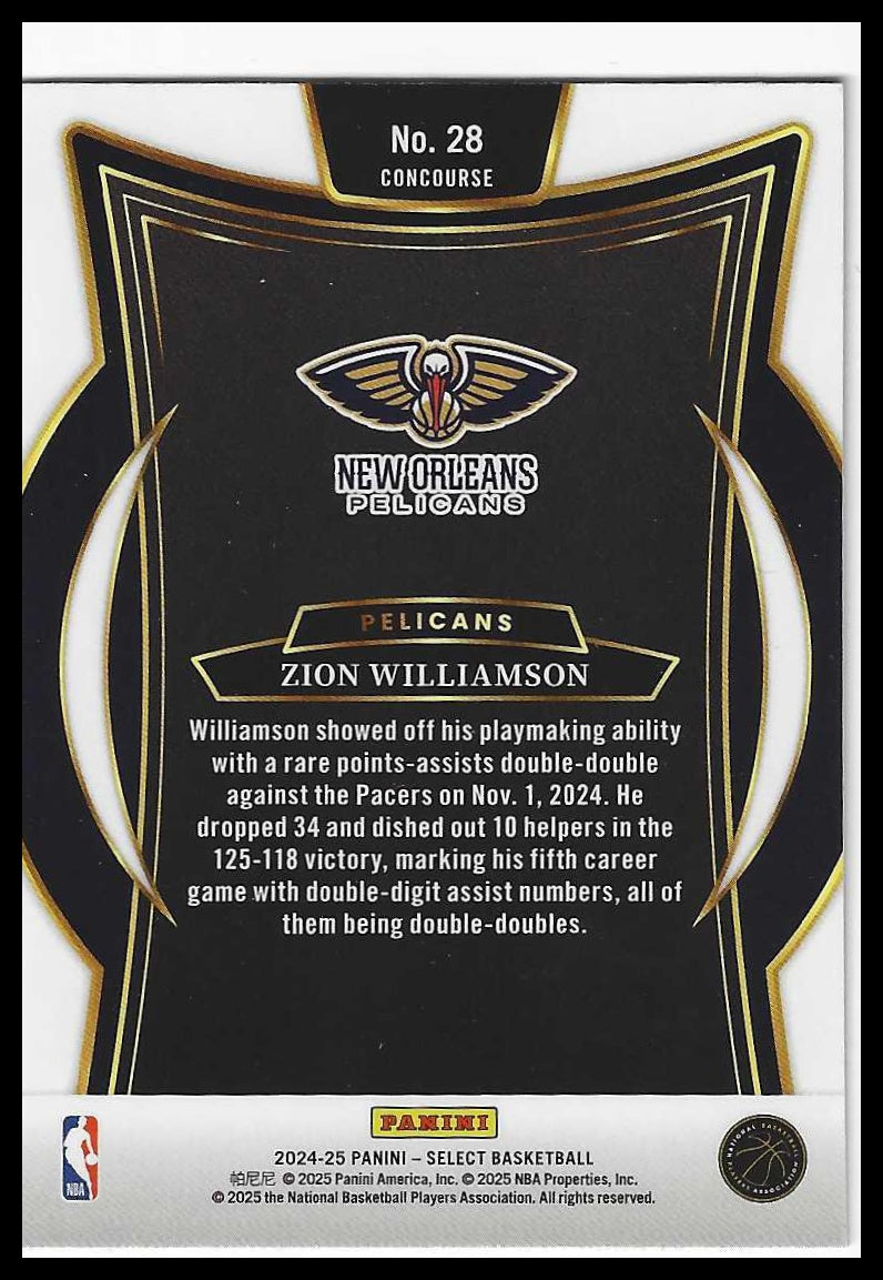2024-25 Panini Select #28 Zion Williamson Blue (Retail)