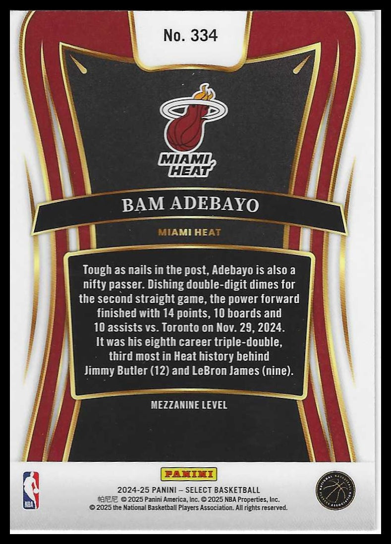 2024-25 Panini Select #334 Bam Adebayo Mezzanine Level