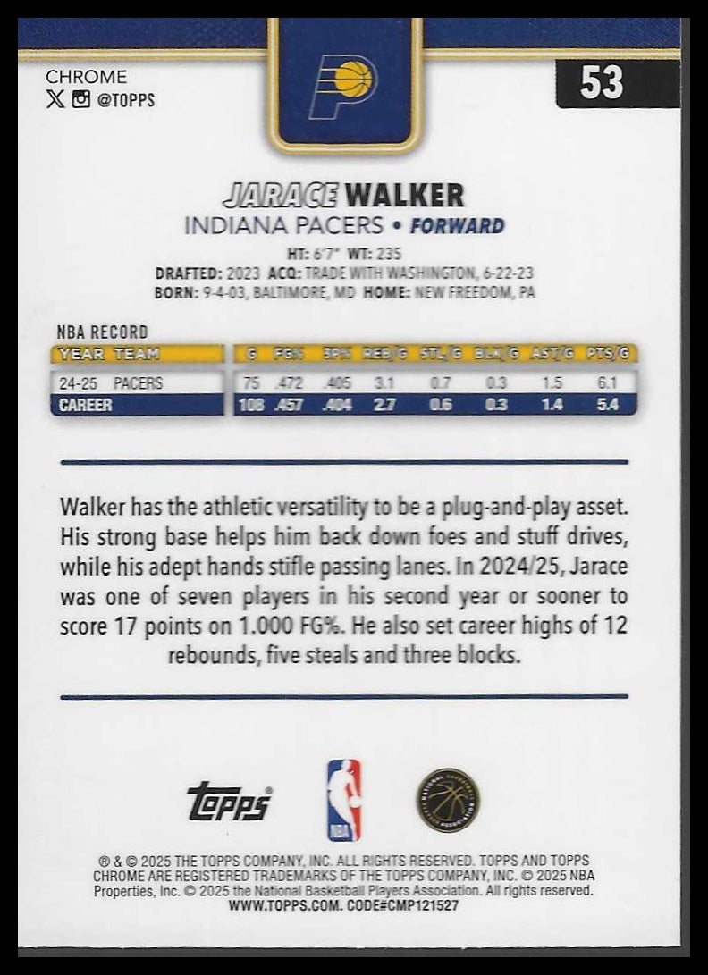2025-26 Topps Chrome #53 Jarace Walker