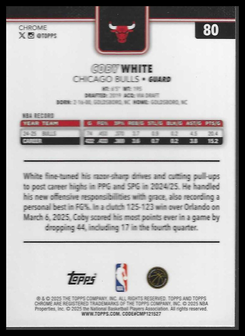 2025-26 Topps Chrome #80 Coby White