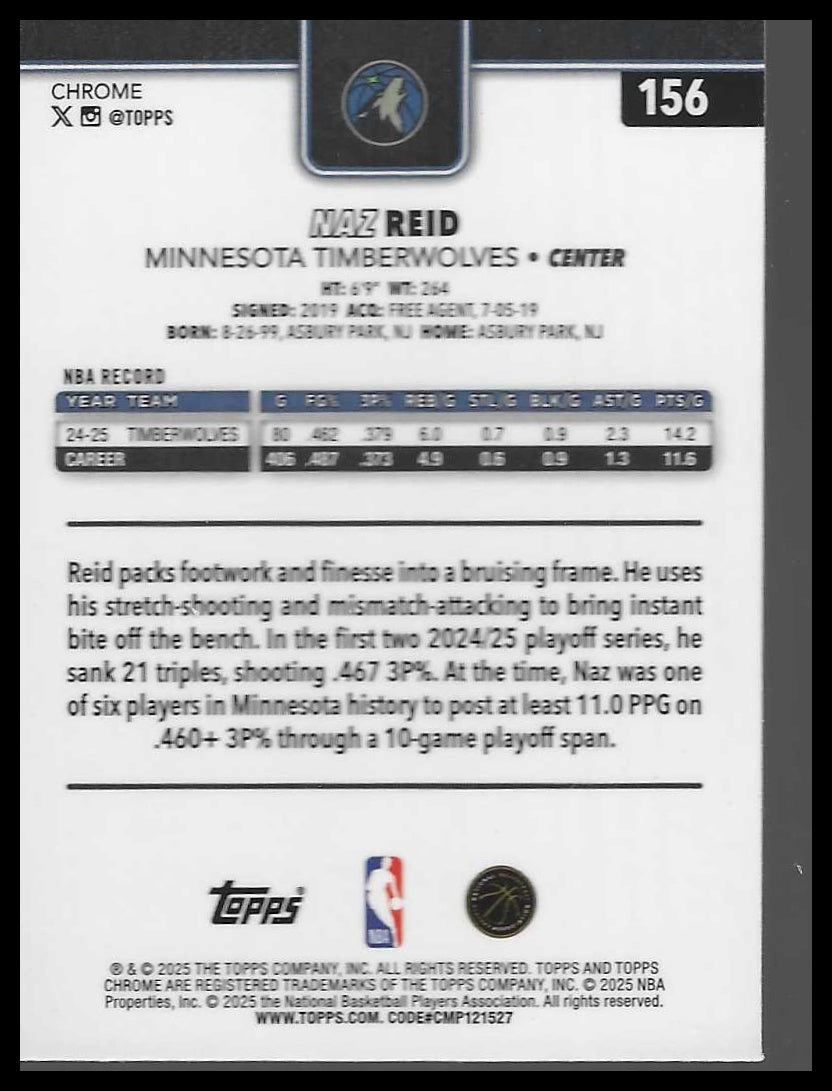 2025-26 Topps Chrome #156 Naz Reid