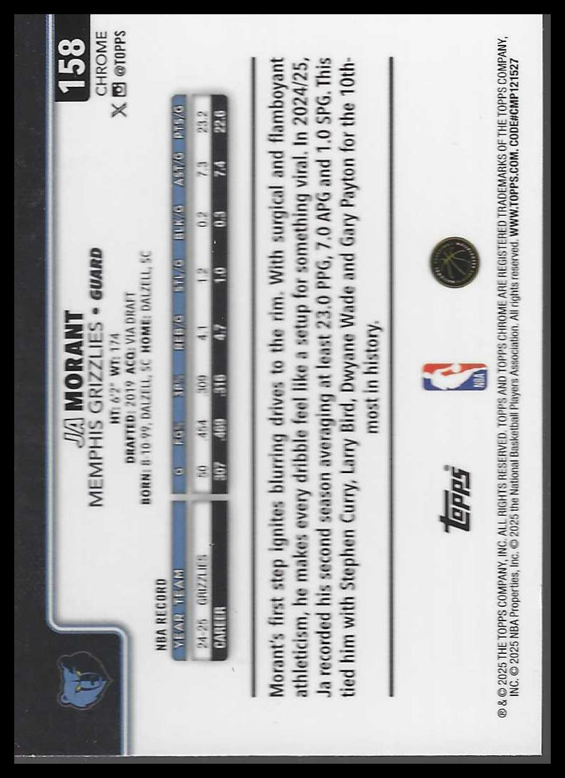 2025-26 Topps Chrome #158 Ja Morant