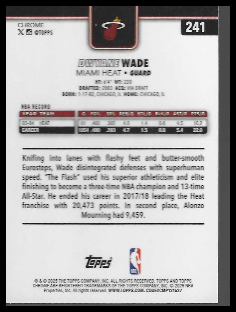 2025-26 Topps Chrome #241 Dwyane Wade