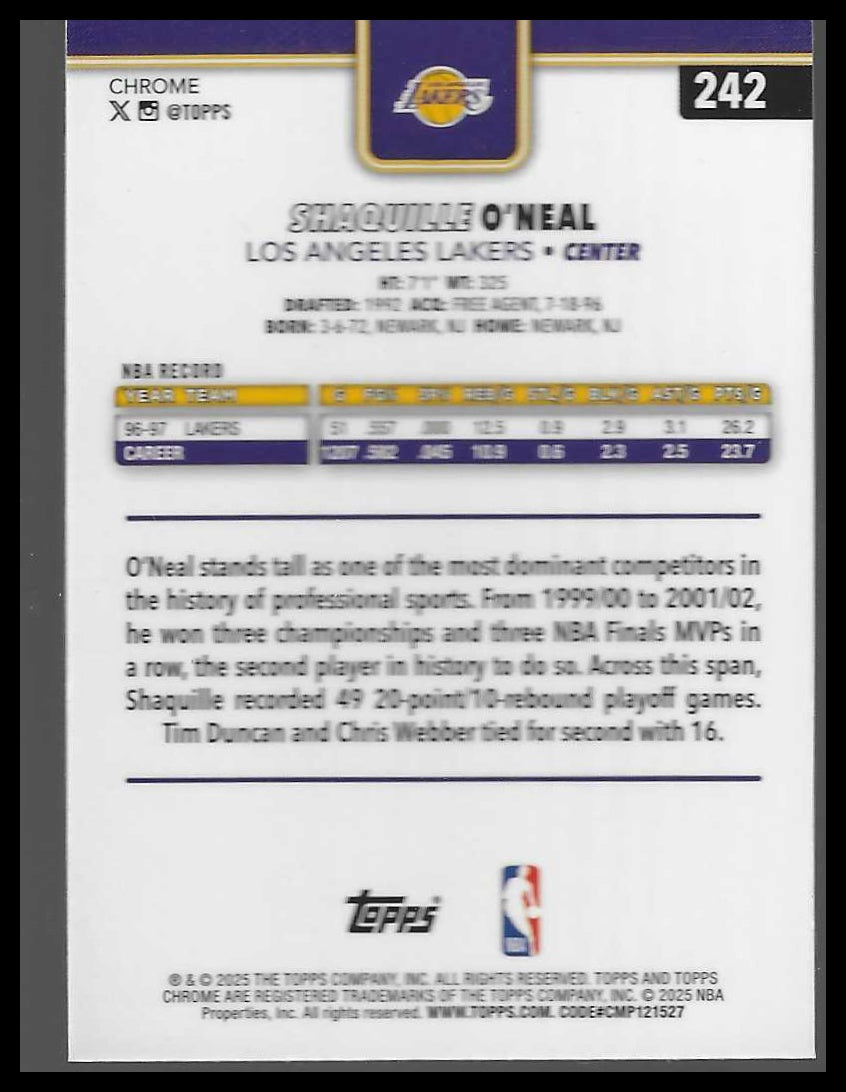 2025-26 Topps Chrome #242 Shaquille O'Neal