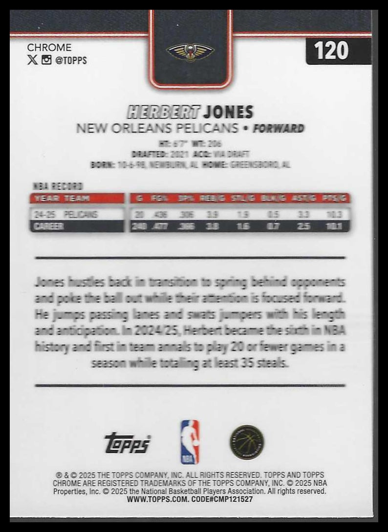 2025-26 Topps Chrome #120 Herbert Jones